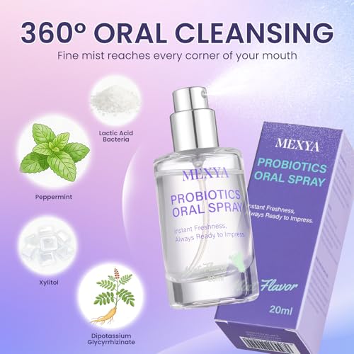 Paquete de 2 Aerosoles MEXYA Probioticos para Mal Aliento - Spray Bucal Verdadero Fresco con Ingredientes Naturales, Duradero y Portátil - imagen 3