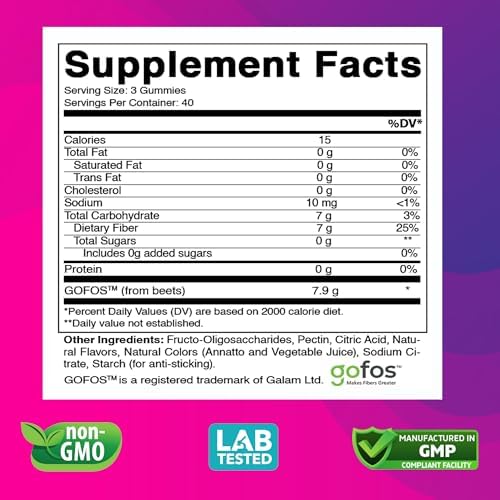 Gomitas de Fibra Vitabod 7G por Porción para Salud Digestiva y Regularidad, Fibra Vegetal Prebiótica GOFOS™, Sin Azúcar, Veganas, Sabor Berry Peach - imagen 2
