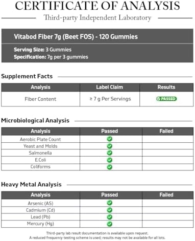 Gomitas de Fibra Vitabod 7G por Porción para Salud Digestiva y Regularidad, Fibra Vegetal Prebiótica GOFOS™, Sin Azúcar, Veganas, Sabor Berry Peach - imagen 3