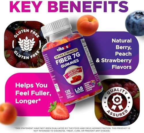Gomitas de Fibra Vitabod 7G por Porción para Salud Digestiva y Regularidad, Fibra Vegetal Prebiótica GOFOS™, Sin Azúcar, Veganas, Sabor Berry Peach - imagen 5