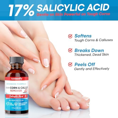 Aemerry Removedor de Callos para Dedos de Pies: Ácido Salicílico 17% Extra Fuerte, Acción Rápida, 30ml - imagen 3