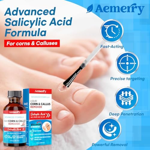 Aemerry Removedor de Callos para Dedos de Pies: Ácido Salicílico 17% Extra Fuerte, Acción Rápida, 30ml - imagen 4
