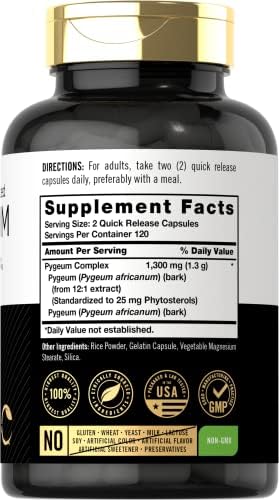Suplemento de Pygeum Carlyle | 240 Cápsulas | Sin OGM, Libre de Gluten | Extracto de Corteza Africanum - imagen 2