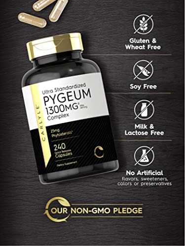 Suplemento de Pygeum Carlyle | 240 Cápsulas | Sin OGM, Libre de Gluten | Extracto de Corteza Africanum - imagen 4