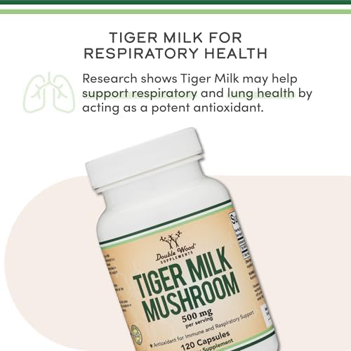 Suplemento de Hongo Leche de Tigre Double Wood Supplements (Lignosus Fungi) 500mg por Porción, 120 Cápsulas, Antioxidante para Salud Respiratoria y - imagen 3