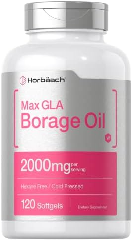 Cápsulas de Aceite de Borraja Horbäach 2000 mg | 120 Gelatinas Blandas | 320 mg de GLA | Suplemento de Aceite de Semilla Prensado en Frío - imagen 1