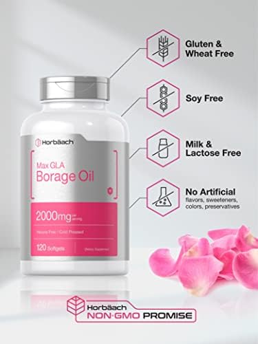Cápsulas de Aceite de Borraja Horbäach 2000 mg | 120 Gelatinas Blandas | 320 mg de GLA | Suplemento de Aceite de Semilla Prensado en Frío - imagen 4