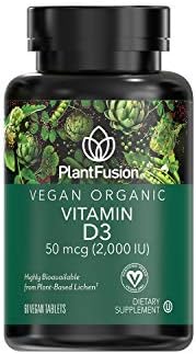 PlantFusion Vitamina D3 Vegana 2000UI, Orgánica de Lichén Vitashine, Promueve la Salud Inmunológica y Ósea, 60 Tabletas - imagen 1