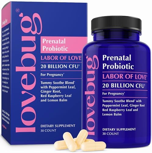 LOVEBUG Probiótico Prenatal | Alivio para Náuseas, Acidez y Digestión | Apoya el Microbioma del Bebé | 20 Mil Millones de CFU | 30 Cápsulas - imagen 1