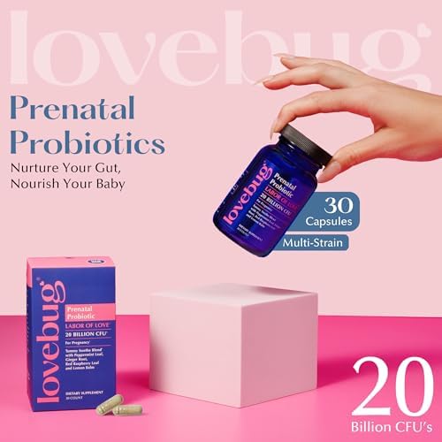 LOVEBUG Probiótico Prenatal | Alivio para Náuseas, Acidez y Digestión | Apoya el Microbioma del Bebé | 20 Mil Millones de CFU | 30 Cápsulas - imagen 2