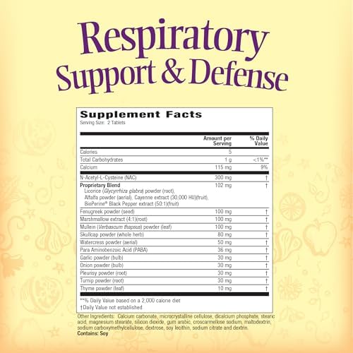 Soporte y Defensa Respiratoria de Nature's Secret - 60 Tabletas - Promueve Pulmones y Tracto Bronquial Saludables - con NAC, Fenogreco y Malvavisco - - imagen 2