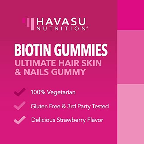 Gomitas de Biotina 5000mcg para Cabello, Piel y Uñas - Suplemento Vegano para Hombres y Mujeres - Apoyo Nutricional GLP-1 - Sabor Fresa, 90 piezas - imagen 3