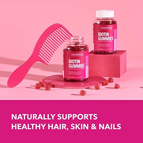 Gomitas de Biotina 5000mcg para Cabello, Piel y Uñas - Suplemento Vegano para Hombres y Mujeres - Apoyo Nutricional GLP-1 - Sabor Fresa, 90 piezas - imagen 7