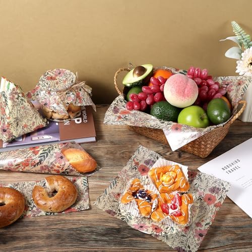 150 Piezas de Papel encerado de flores silvestres Rero, 9.8 x 8.3 pulgadas, ideal para envolver alimentos, sándwiches y fiestas - imagen 7