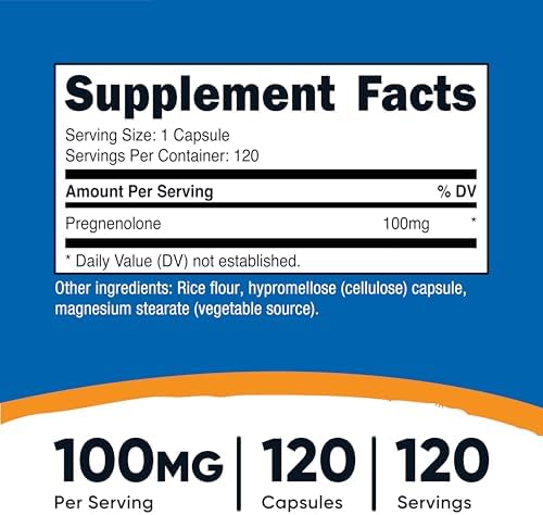 Nutricost Pregnenolona 100mg, 120 Cápsulas - Sin OGM, Libre de Gluten, Cápsulas Vegetarianas - imagen 2