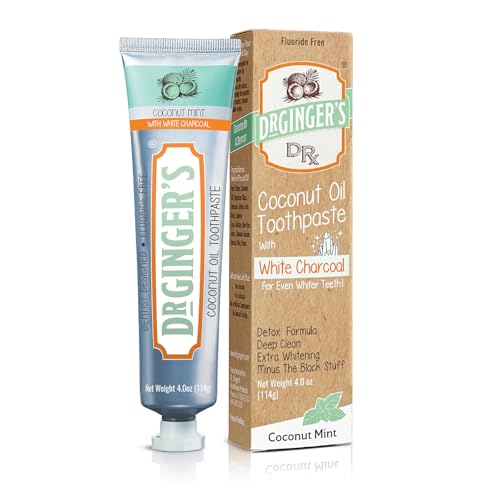 Pasta de Dientes Dr. Ginger's con Aceite de Coco y Carbón Blanco, Sin Flúor, Sabor Coco Menta, 4 oz, Amigable con Dientes Sensibles, Poder - imagen 1