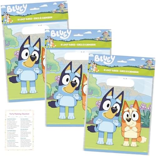 Set de Suministros para Fiesta de Cumpleaños Bluey - Incluye 24 Bolsas de Plástico y Lista de Verificación - Decoraciones para Fiesta Bluey - imagen 1