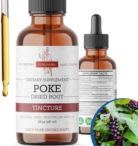 Tintura Orgánica de Raíz de Poke Pura Herba | Extracto Líquido de Raíz de Poke | Suplemento Herbal para Apoyo Inmunológico y Salud Linfática | Vegano - imagen 1