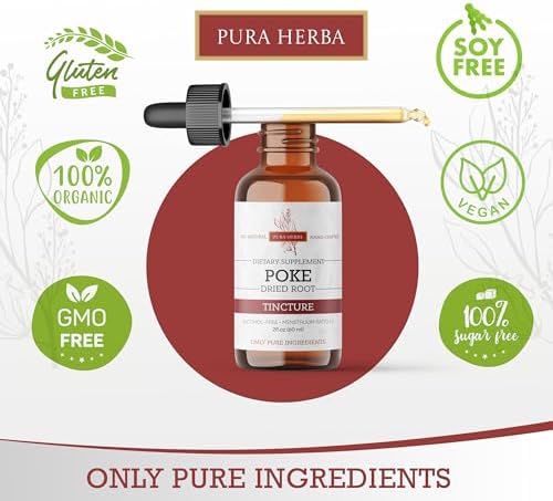 Tintura Orgánica de Raíz de Poke Pura Herba | Extracto Líquido de Raíz de Poke | Suplemento Herbal para Apoyo Inmunológico y Salud Linfática | Vegano - imagen 3