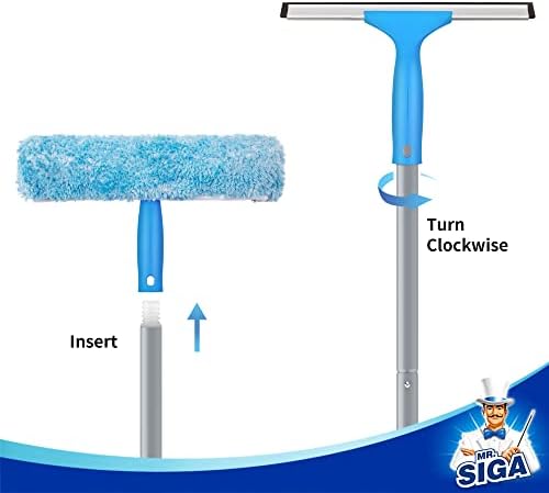 Polo Extensible MR.SIGA de 54.3 pulgadas, Ajustable, 4 Piezas de Aluminio para Limpiaparabrisas de Ventanas - imagen 6