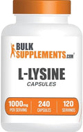BulkSupplements.com Cápsulas de L-Lisina HCl - Suplemento Nutricional, 1000mg de Lisina - Apoyo Inmunológico, Sin Gluten, 2 Cápsulas por Porción, 240 - imagen 1