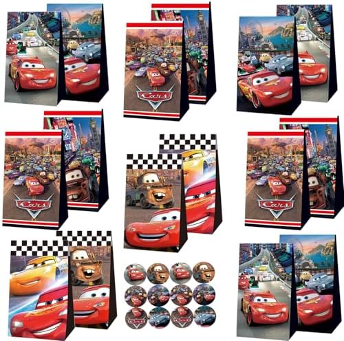 Bolsas de Fiesta para Auto PFinding 24 piezas, 12 bolsas de regalo y 12 calcomanías para niños, decoración temática de cumpleaños - imagen 1