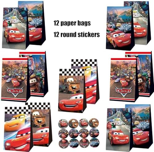 Bolsas de Fiesta para Auto PFinding 24 piezas, 12 bolsas de regalo y 12 calcomanías para niños, decoración temática de cumpleaños - imagen 2