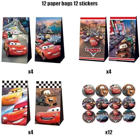 Bolsas de Fiesta para Auto PFinding 24 piezas, 12 bolsas de regalo y 12 calcomanías para niños, decoración temática de cumpleaños - imagen 3