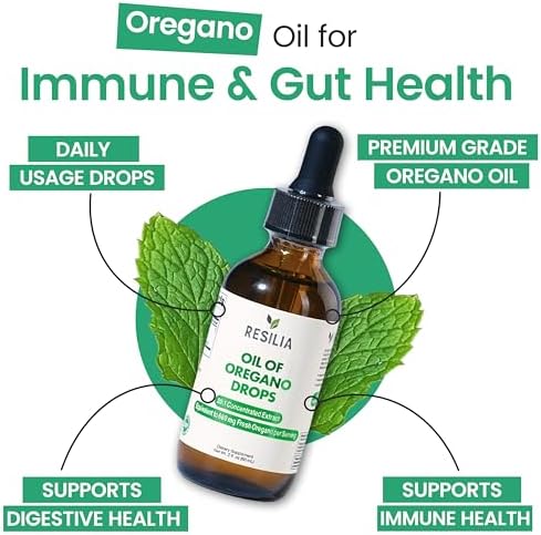 Gotitas de Aceite de Orégano Premium Resilia – Alta Potencia 34mg por Porción – Fórmula Herbal Antioxidante para Apoyo Inmunológico – No GMO, - imagen 4