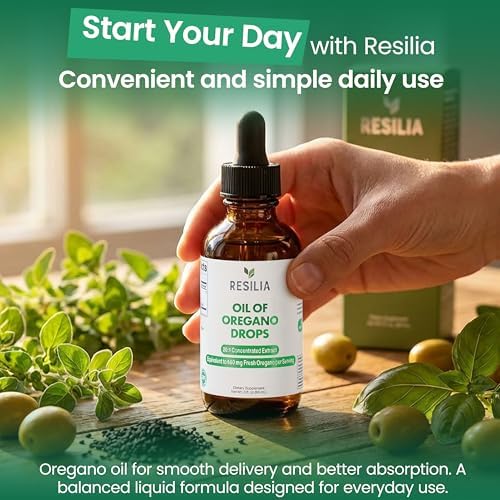 Gotitas de Aceite de Orégano Premium Resilia – Alta Potencia 34mg por Porción – Fórmula Herbal Antioxidante para Apoyo Inmunológico – No GMO, - imagen 7