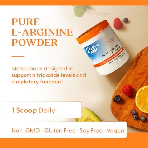 Doctors Best Polvo Puro de L-Arginina - Suplemento para Hombres y Mujeres, Apoya Niveles de Óxido Nítrico y Salud Cardiaca, 10.6 oz, Libre de Gluten, - imagen 4