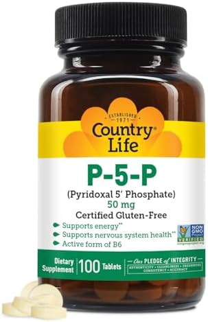 Suplemento de Vitamina B6 P-5-P de Country Life – Fosfato de Piridoxal-5-Bio disponible para Energía, Sistema Nervioso y Crecimiento de Glóbulos - imagen 1
