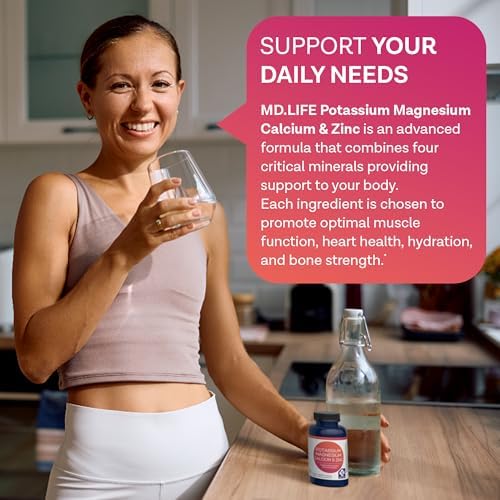 Suplemento de Potasio, Magnesio, Zinc y Calcio MD. Life - 120 Cápsulas - Apoya la Salud Ósea y Muscular - Promueve la Absorción de Calcio y la - imagen 4
