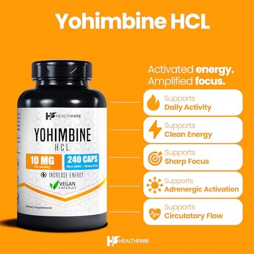 Healthfare Yohimbina HCL 10mg | 240 Cápsulas Veganas | Fórmula de Máxima Potencia | Sin OGM y Libre de Gluten | Hecho en EE. UU. - imagen 2