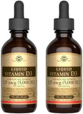 Solgar Vitamina D3 Líquida 125 mcg (5,000 UI) - 2 fl oz, Paquete de 2 - Sabor Natural a Naranja - Apoya Huesos y Dientes Saludables - Sin Gluten ni - imagen 1