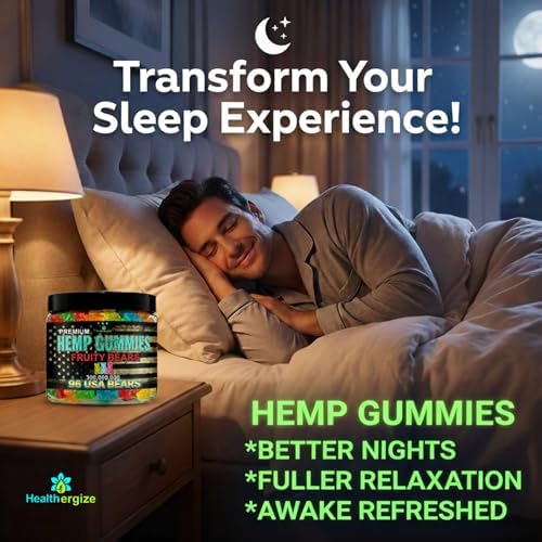 Gomitas de Cáñamo para Dormir y Relajación - Ositos de Goma Frutales, Infundidos con Aceite de Cáñamo, Sin Melatonina - Hecho en EE. UU. - 96 Ositos - imagen 2