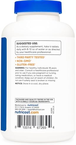 Nutricost Carbonato de Calcio y Magnesio 240 Tabletas, 1200mg de Ca y 150mg de Mg por Porción, 60 Porciones - Sin Gluten, No OGM - imagen 4