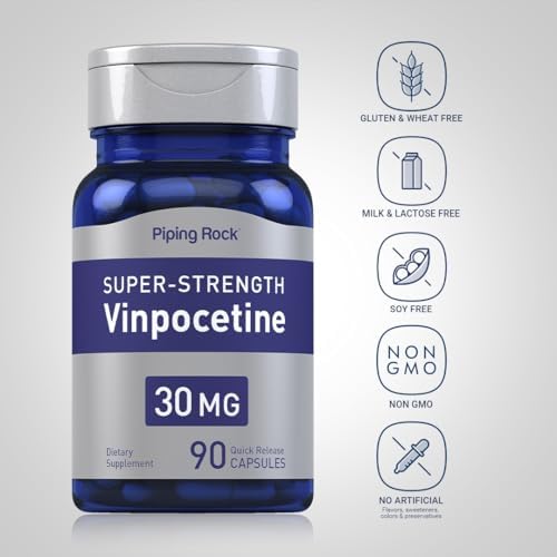 Piping Rock Vinpocetina 30mg | 90 Cápsulas | Suplemento de Alta Potencia | Sin OGM, Libre de Gluten - imagen 3