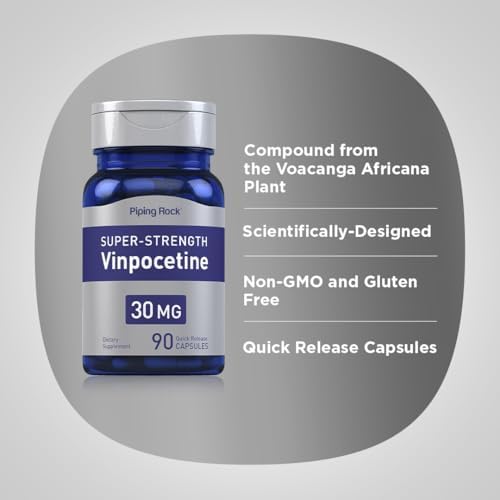 Piping Rock Vinpocetina 30mg | 90 Cápsulas | Suplemento de Alta Potencia | Sin OGM, Libre de Gluten - imagen 4