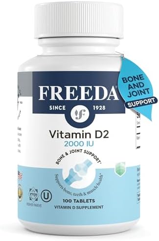 FREEDA Vitamina D2 2000 IU – Suplemento Vegano para Huesos y Sistema Inmunológico – 100 Tabletas Pequeñas de Ergocalciferol D2 - imagen 1