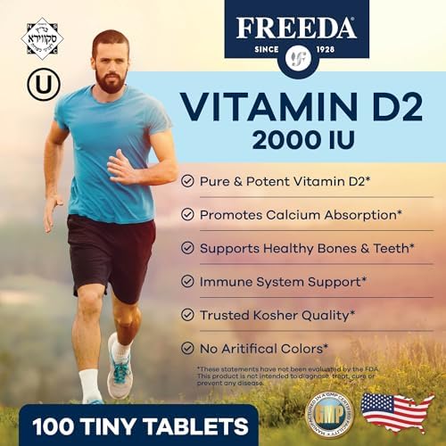 FREEDA Vitamina D2 2000 IU – Suplemento Vegano para Huesos y Sistema Inmunológico – 100 Tabletas Pequeñas de Ergocalciferol D2 - imagen 2