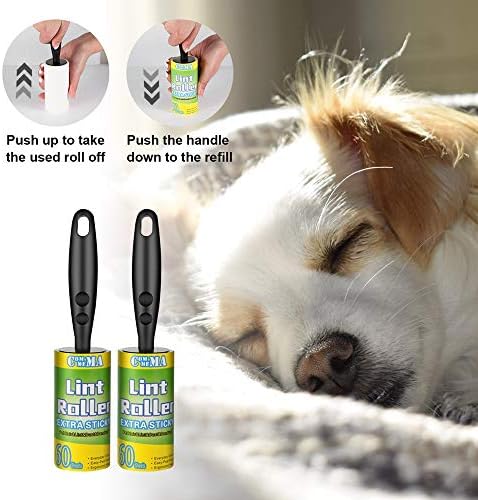 Rodillos para Pelusa COMMEMA Extra Pegajosos, Set Quitapelusas para Mascotas, 2 Mangos con 4 Recargas, 240 Hojas para Perros y Gatos, Ropa y Muebles - imagen 5