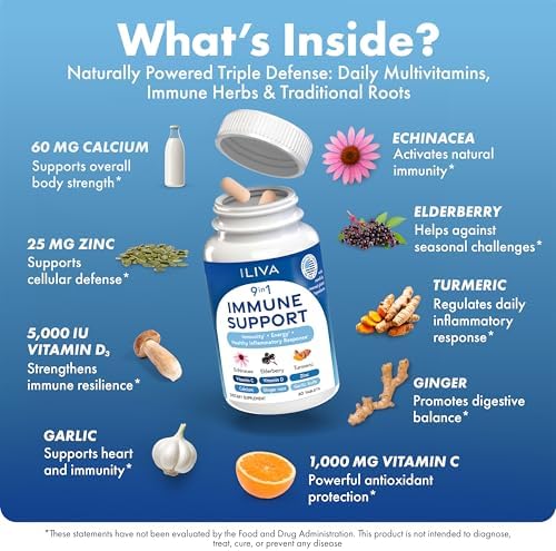 Suplemento Inmunológico ILIVA by INDICAID 9 en 1: 60 Tabletas para 30 Días con Vitamina C, D3, Calcio, Zinc y Hierbas Propietarias como Saúco, - imagen 2