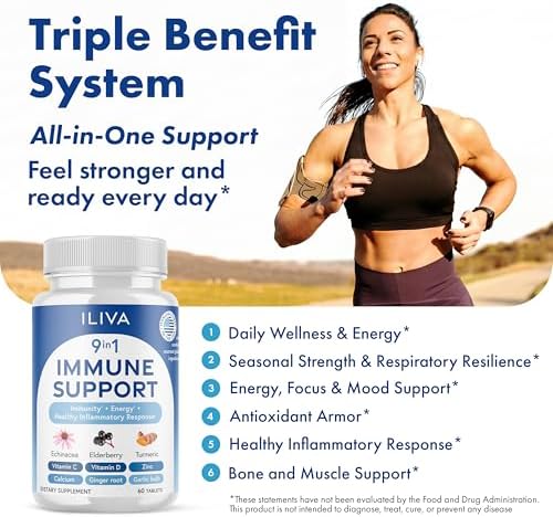 Suplemento Inmunológico ILIVA by INDICAID 9 en 1: 60 Tabletas para 30 Días con Vitamina C, D3, Calcio, Zinc y Hierbas Propietarias como Saúco, - imagen 3