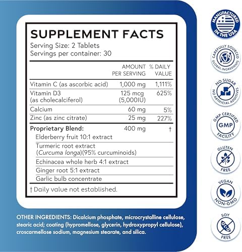 Suplemento Inmunológico ILIVA by INDICAID 9 en 1: 60 Tabletas para 30 Días con Vitamina C, D3, Calcio, Zinc y Hierbas Propietarias como Saúco, - imagen 7