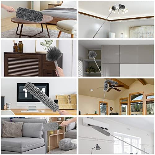 Duster de Microfibra con Extensor de 30 a 100 Pulgadas, Reutilizable, Flexible y Lavable, 12 Piezas para Limpiar Ventiladores, Techos Altos, - imagen 7