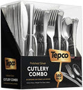 Juego de Cubiertos de Plástico Tepco - Set de Cubiertos Plateados Resistente - Paquete de 160 Piezas: 40 Cuchillos, 80 Tenedores, 40 Cucharas para - imagen 1