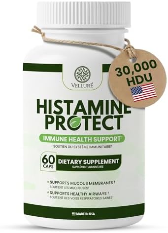 Suplemento Enzimático Velluré DAO, Bloqueador de Histamina, 30,000 HDU para Intolerancia a la Histamina y Alimentos Fermentados, 60 Cápsulas con - imagen 1