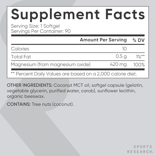 Suplemento de Magnesio Óxido 420mg con Aceite MCT de Coco - Apoyo para Músculos, Nervios y Huesos - Sin Gluten, No Modificado Genéticamente - 90 - imagen 5