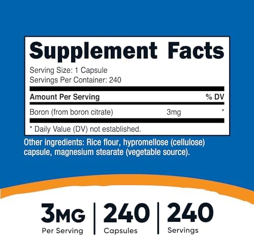 Suplemento de Boro Nutricost 3mg, 240 Cápsulas Vegetarianas - Libre de Gluten y No Transgénico - imagen 2